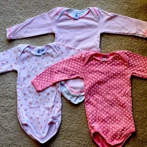 Petite Bateau long sleeve onesies 12 months
